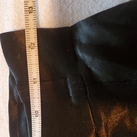 Vintage 70's Seat Covers Shiny Black Acetate High Rise Flared Sz. 7 Pants - Picture 7 of 12